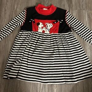 101 Dalmations vintage Striped Black and White Dress 3T